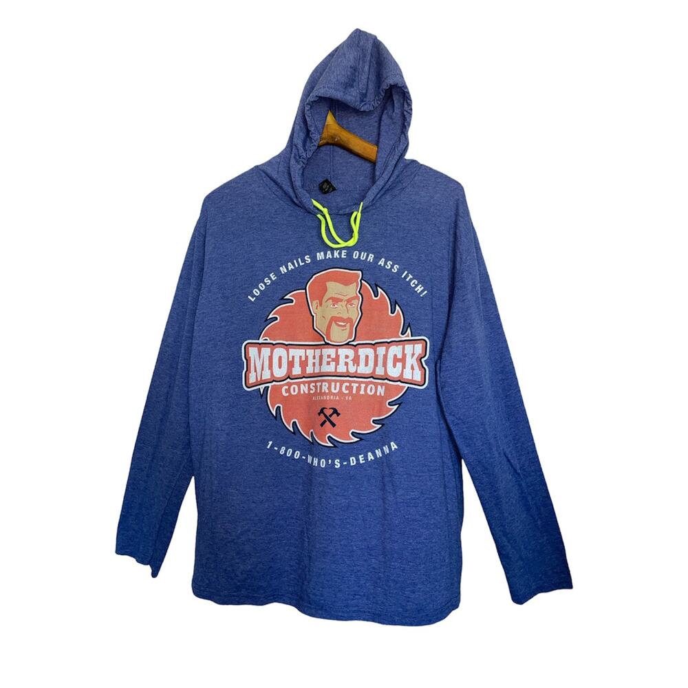 Anvil Denim Blue Statement Long Sleeve Hoodie T-Shirt 2XL